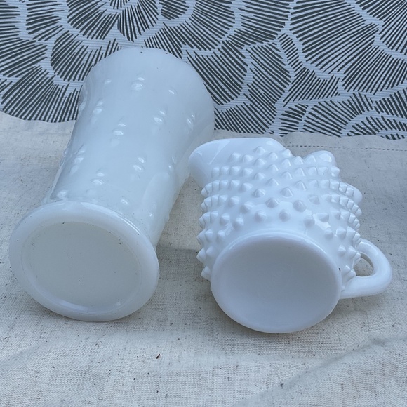 Lot of Two Vintage Milk Glass Pieces Vase & Creamer Pitcher Marked Fenton - Picture 4 of 12